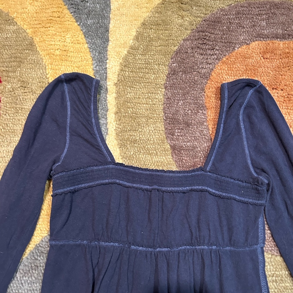 Hollister Vintage Retro Y2K Early 2000’s Style Top Babydoll Shirt Navy Medium - Picture 3 of 5